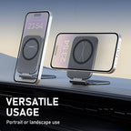 Arenzza Magnetic Strong-Hold Phone Mount attached to a car dashboard holding a smartphone securely in place.