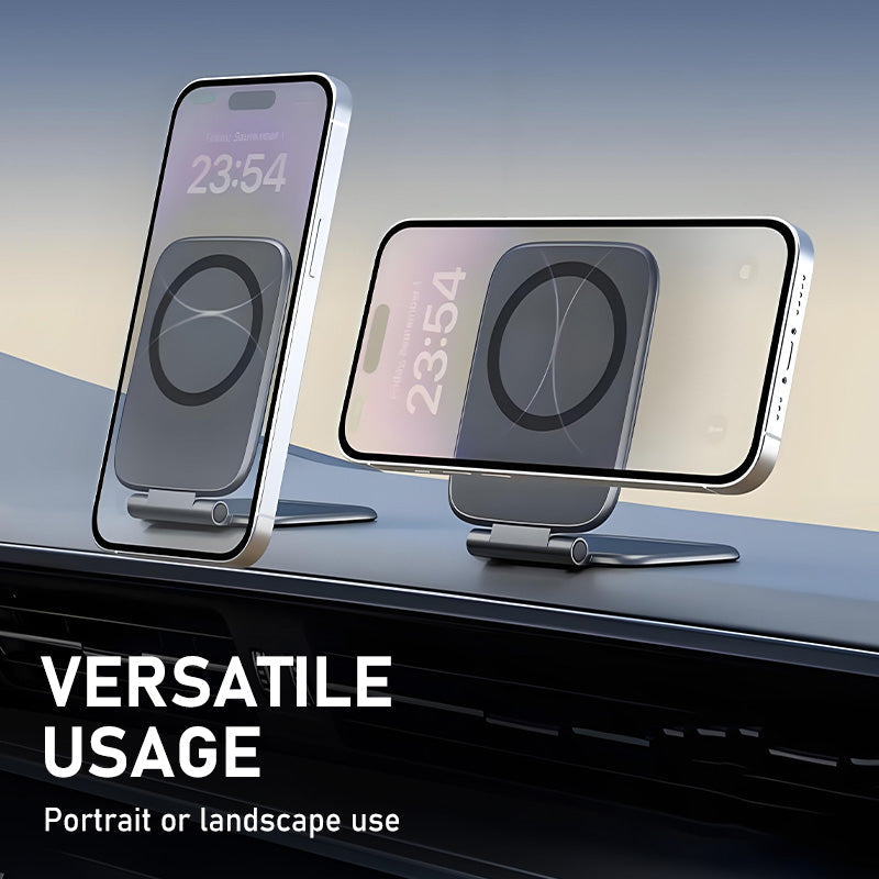 Arenzza Magnetic Strong-Hold Phone Mount attached to a car dashboard holding a smartphone securely in place.