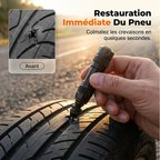 Arenzza tubeless tire repair kit in an aluminum case with repair tools and accessories for car tire repairs.