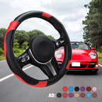 Arenzza Universal Classic Non-Slip Steering Wheel Protector fitted on a car steering wheel, enhancing grip and protecting the surface.