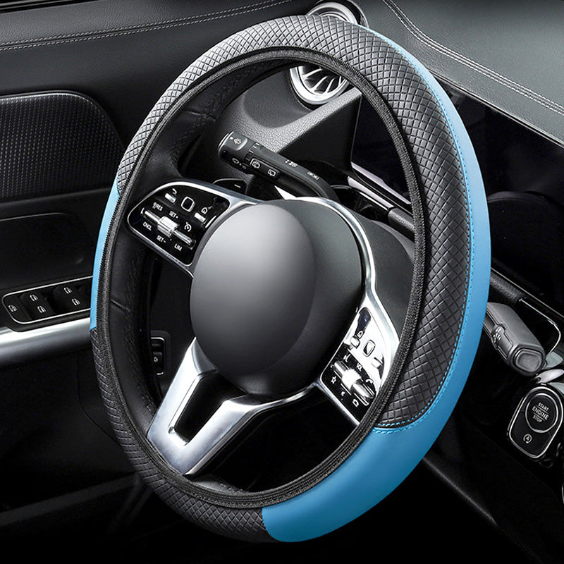 Arenzza universal classic non-slip steering wheel protector fitted on a car steering wheel, providing grip and comfort.