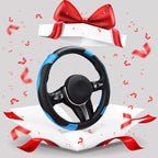 Arenzza Universal Classic Non-Slip Steering Wheel Protector installed on a car steering wheel, protecting and enhancing grip.