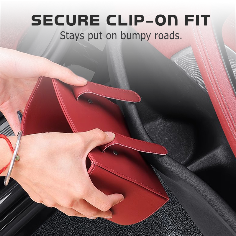 Arenzza Universal Leather Car Door Cup Holder installed in a vehicle door, designed for holding drinks securely in car accessories.