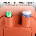 Arenzza universal leather car door cup holder installed in a vehicle door, designed to securely hold drinks and small items.