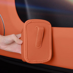 Aarenzza universal leather car door cup holder mounted inside a vehicle door, designed for secure beverage placement in car accessories.