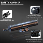 Arenzza upgraded safe hammer for car safety, shown in black with a sturdy handle and compact design for emergency use.