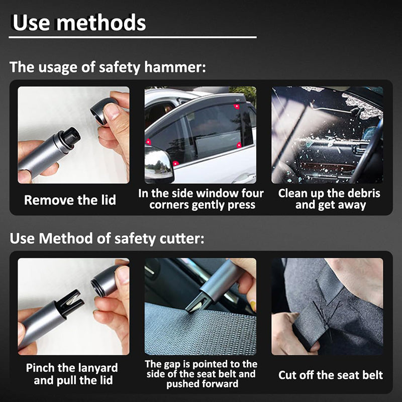 Arenzza upgraded safe hammer for car, compact emergency tool with a sturdy handle and safety features, designed for vehicle safety.