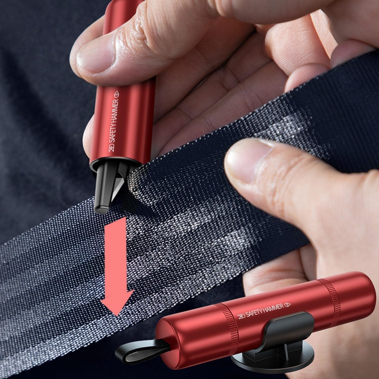 Arenzza upgraded safe hammer for car emergency kit with a durable handle and safety features, designed for vehicle safety and rescue.