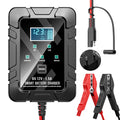 Arenzza 1.5A 6V/12V automatic car battery charger with safety features, compact design, and LED indicators for reliable charging.