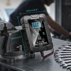 Arenzza 1.5A 6V/12V automatic car battery charger with safety features, shown connected to a car battery for fast charging.