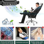 Arenzza USB car headrest cooling fan with three-speed controls mounted on a car headrest for enhanced comfort.