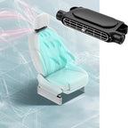 Arenzza USB car headrest cooling fan with three speed settings mounted on a car headrest for personal comfort.