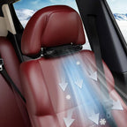 Arenzza USB car headrest cooling fan with three speed settings, mounted on car headrest for personal cooling.