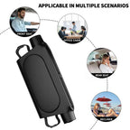 Arenzza USB car headrest cooling fan with three adjustable speeds mounted on a car headrest for enhanced comfort.
