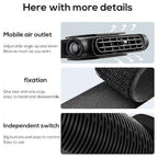Arenzza USB car headrest cooling fan with three adjustable speed settings mounted on a car headrest for passenger comfort.