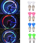 Arenzza motorcycle water-resistant wheel tire lights glowing brightly on a motorcycle tire for stylish night riding safety.