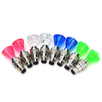 Arenzza motorcycle water-resistant wheel tire lights showing bright, colorful illumination on a motorcycle tire during night riding.