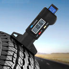 Arenzza digital car tyre tread depth gauge meter measuring tyre tread depth with a digital display for accurate readings.
