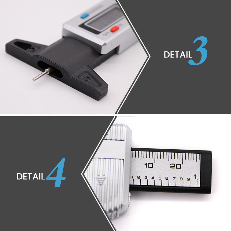 Arenzza digital car tyre tread depth gauge meter measuring tire tread depth for vehicle maintenance and safety.