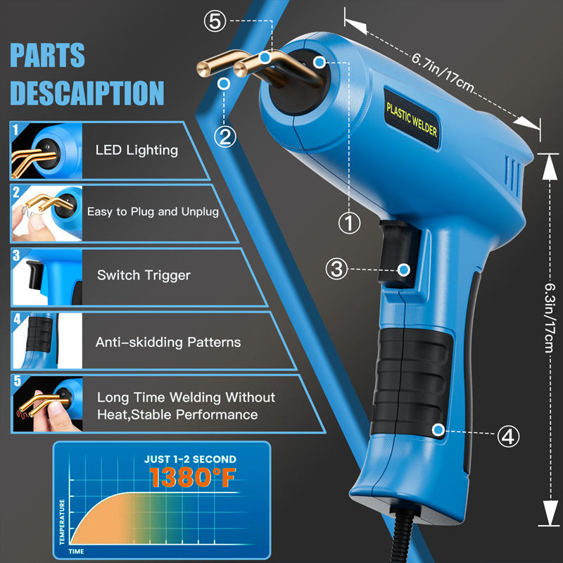 Arenzza high power car crack repair welding machine with welding staples set for automotive crack repairs and welding tasks.