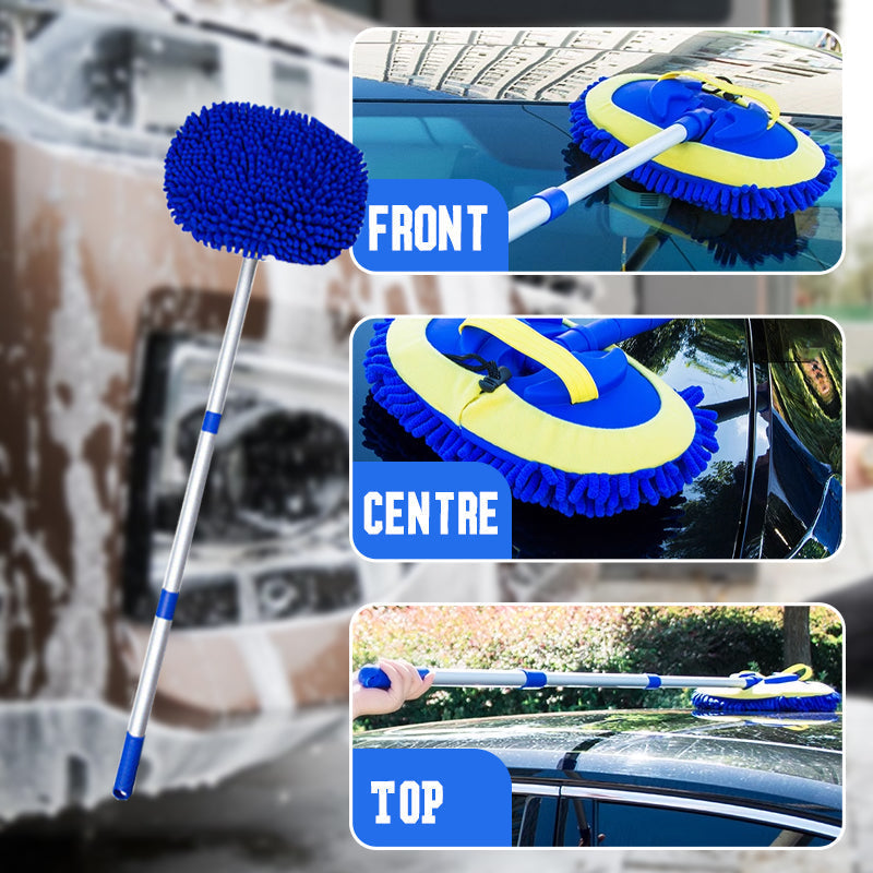 Arenzza aluminum long handle telescopic car wash mop with a durable metal pole and cleaning head for vehicle cleaning.