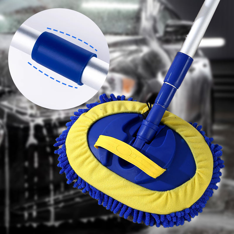 Arenzza durable aluminum telescopic car wash mop with long handle, ideal for vehicle cleaning and detailing.