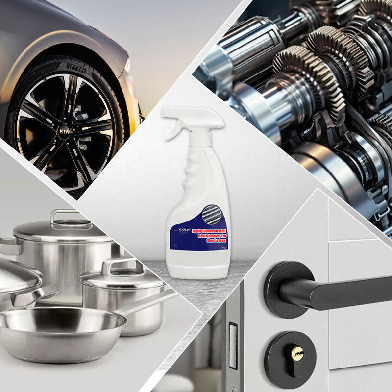 Arenzza rust remover for steel and iron, highly concentrated car accessory with a spray bottle, designed to remove rust from metal surfaces.