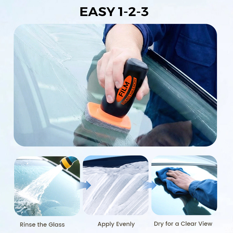 Arenzza 2026 Handheld Glass Oil-Film Remover for cars, compact tool with handle and cleaning pad for glass oil film removal.