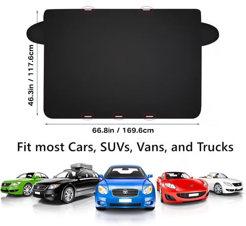 Arenzza 2025 upgraded car windshield magnetic snow cover on a vehicle, protecting against snow and ice during winter.