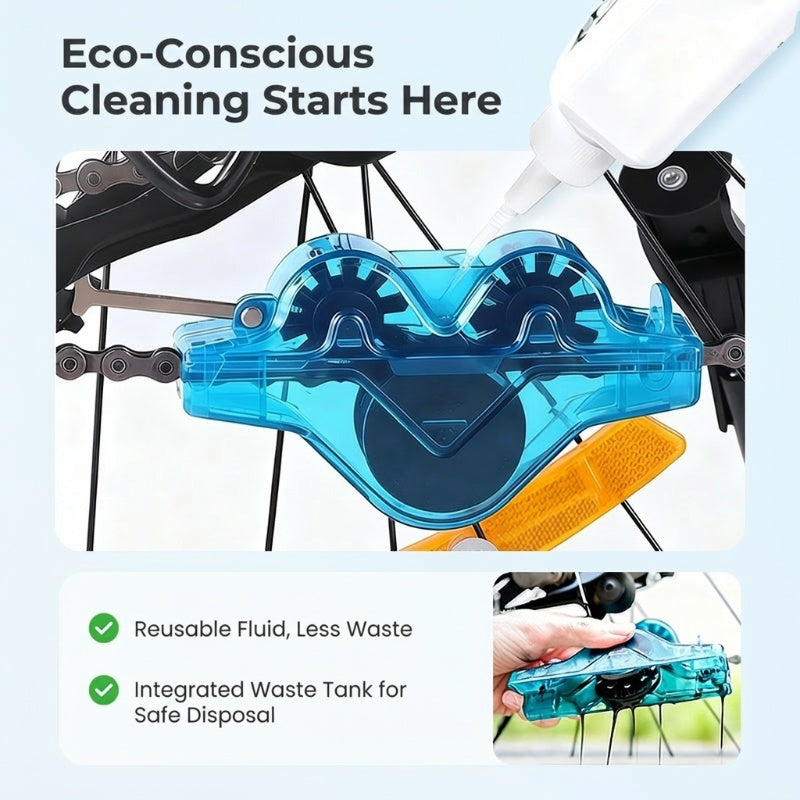 Arenzza bike chain scrubber for bicycle maintenance, shown cleaning a bike chain with a compact, durable design.