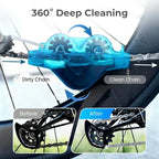 Arenzza Bike Chain Scrubber for car accessories, showing the cleaning tool with brushes and cleaning solution for bike chains.