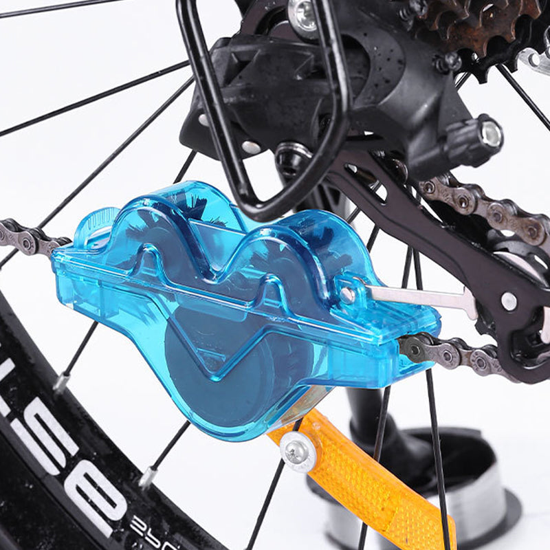 Arenzza bike chain scrubber for cleaning bike chains, shown with bristles and cleaning components on a white background.