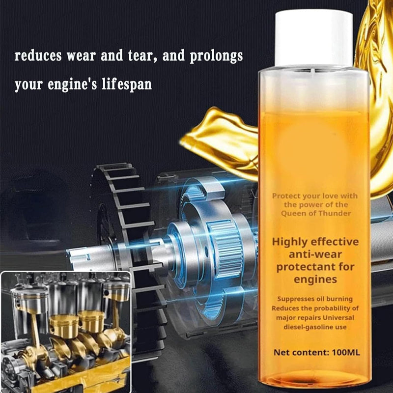 Arenzza engine anti-wear protectant bottle, car accessory for engine protection, with a sleek label and cap in the image.