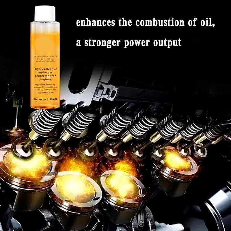 Arenzza engine anti-wear protectant bottle for car accessories, with label visible and product details in focus.