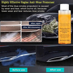 Arenzza engine anti-wear protectant bottle, car accessory for engine protection and performance enhancement, with product label visible.