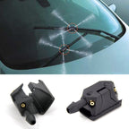Arenzza car wiper nozzle, close-up view showing sleek design and installation point on a vehicle windshield.