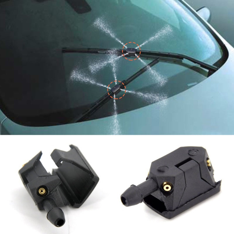 Arenzza car wiper nozzle, close-up view showing sleek design and installation point on a vehicle windshield.