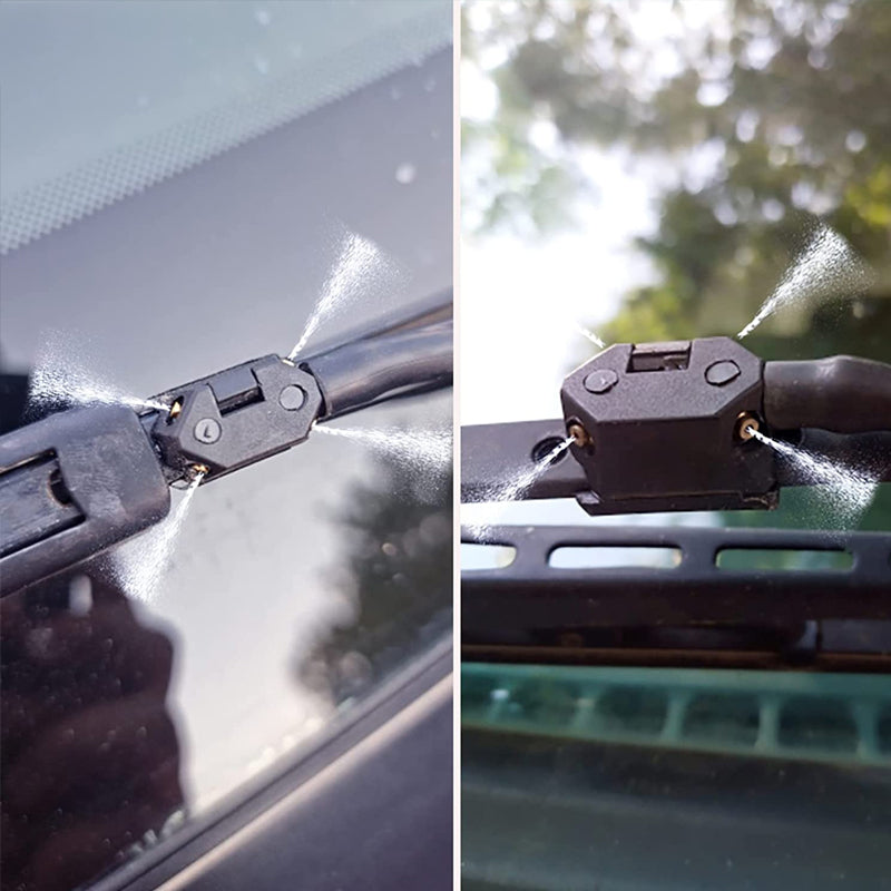 Arenzza car wiper nozzle, a sleek black accessory designed to improve windshield cleaning, shown attached to a vehicle's wiper arm