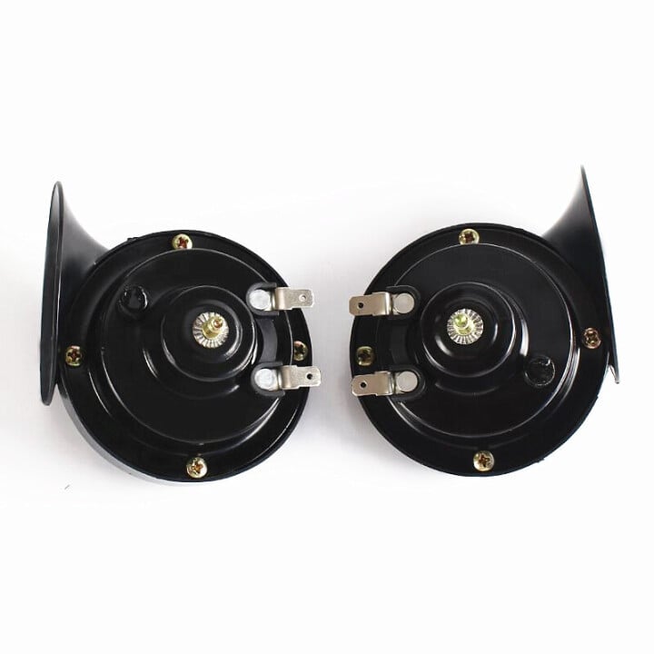 Arenzza 300DB train horn for trucks, a black car accessory with a large horn and mounting brackets, designed for heavy-duty vehicles.