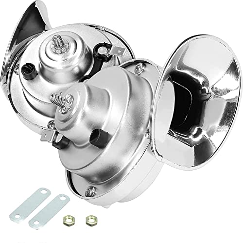 Arenzza 300DB train horn for trucks, black metal car accessory with mounting bracket and air hose, designed for loud horn sound.