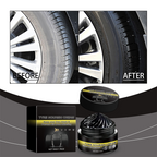 Arenzza powerful wheel cleaning refurbish wax for cars, shown in a container with applicator sponge, designed for vehicle wheel maintenance.