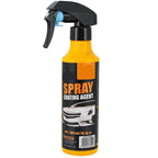 Arenzza 3-in-1 SiO₂ ceramic quick coat spray for cars, showing the bottle and application process on a clean vehicle surface.