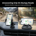 Arenzza 2-in-1 car phone holder and parking number plate with 360° rotation, heavy-duty case compatibility, mounted in a vehicle.