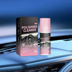 Arenzza car interior polish cleaner bottle with a clean, shiny car dashboard and interior surface, showcasing deep cleaning and shine restoration.
