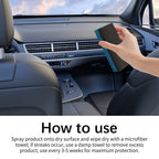 Arenzza car interior polish cleaner bottle, showcasing deep cleaning and shine restoration for vehicle interior surfaces.