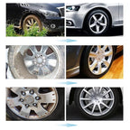 Arenzza car wheel cleaning agent in a spray bottle, designed for effective car wheel and rim cleaning, shown with wheels in the background.