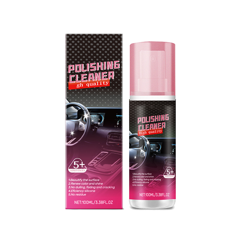 Arenzza car interior polisher bottle for shine and protection, showing the product and applicator brush on a white background.