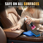 Arenzza Car Interior Polisher for instant shine and protection, showing a sleek applicator and polished car dashboard.