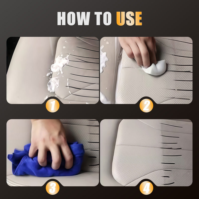 Arenzza Car Interior Polisher for shine and protection, showing a car dashboard and interior surfaces being polished.