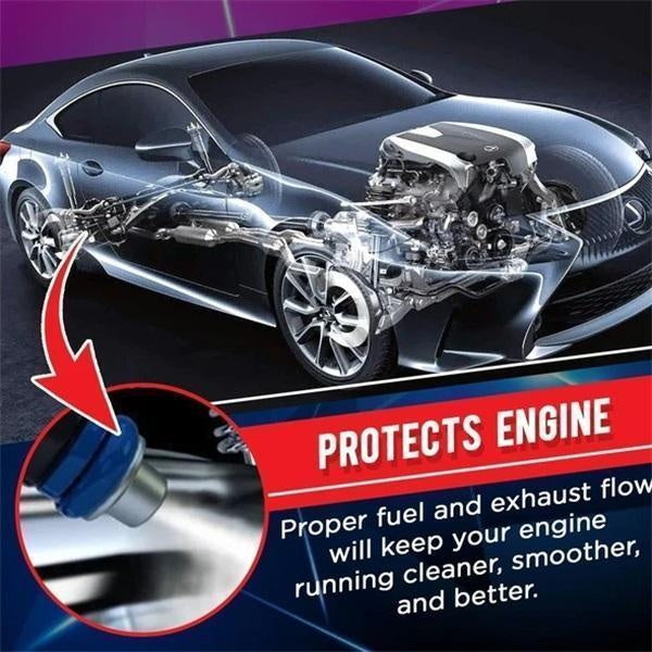 Arenzza Catalytic Converter Cleaner for cars, shown in a bottle with label, designed to improve exhaust system performance.